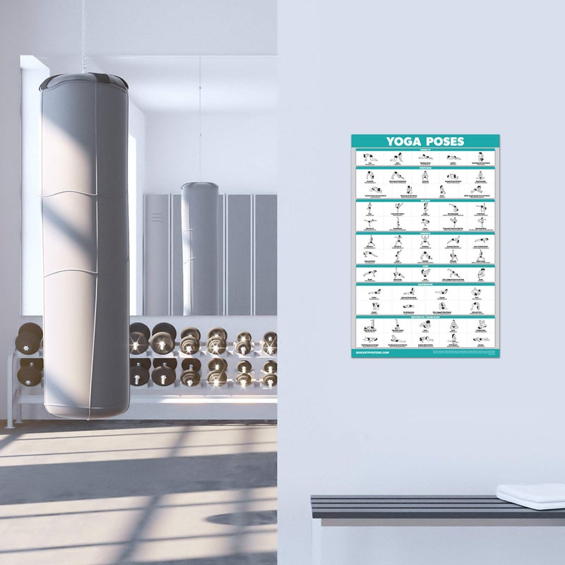 Palace Learning QUICKFIT Yoga Poses and Stretching Exercise Poster Set - Laminated 2 Chart Set - Yoga Positions & Stretching Workouts (18" x 24") - Image 2